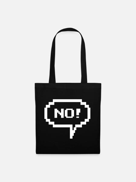 Pixel-Sprechblase "No!" - Stoffbeutel - Schwarz