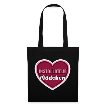 Installateur Mädchen Kind Installateure Azubine - Stoffbeutel - Schwarz - Vorne