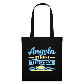 Angeln ist meine Therapie - Stoffbeutel - Schwarz - Vorne