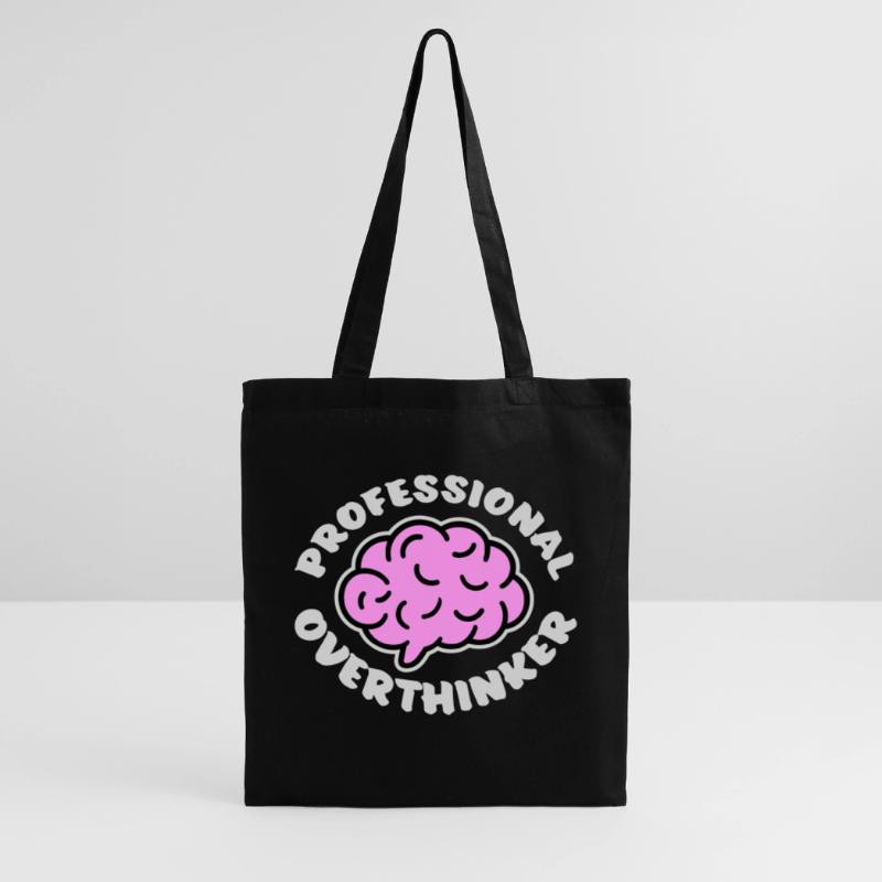 Professional Overthinker Funny Brooding Anxiety Logo Tote Bag