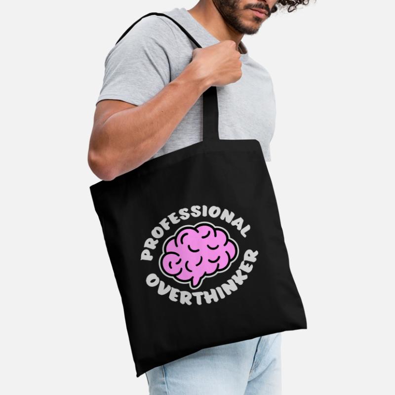 Professional Overthinker Funny Brooding Anxiety Logo Tote Bag