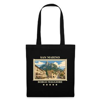 San Marino Borgo Maggiore Vintage Reisemarke - Stoffbeutel - Schwarz - Vorne