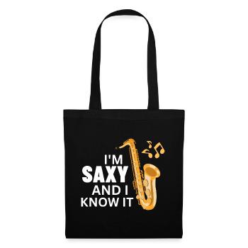 Lustiges Saxophonistengeschenk für Jazzmusiker - Stoffbeutel - Schwarz - Vorne