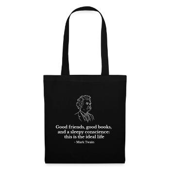 Mark Twain Zitat-Tee: Ideales Leben - Stoffbeutel - Schwarz - Vorne