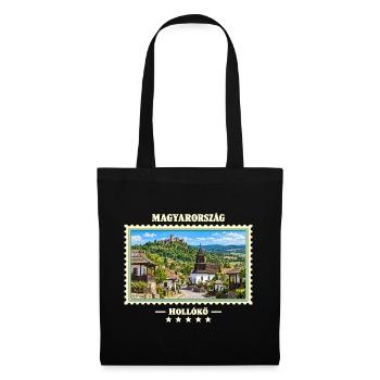 Ungarn Hollókő Vintage Reisemarke - Stoffbeutel - Schwarz - Vorne