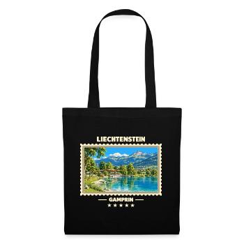 Liechtenstein Gamprin Vintage Reisemarke - Stoffbeutel - Schwarz - Vorne