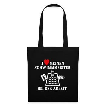 Schwimmmeister Liebe Bademeister Herz - Stoffbeutel - Schwarz - Vorne