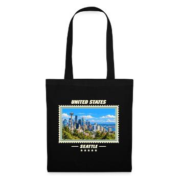 Vereinigte Staaten Seattle Vintage Reisemarke - Stoffbeutel - Schwarz - Vorne