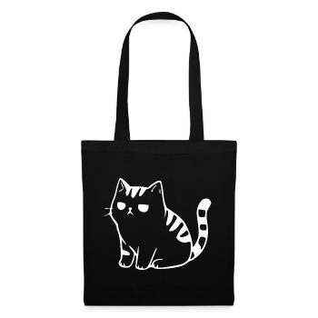 Lustige Katze Minimalistisches Katzen Geschenk  - Stoffbeutel - Schwarz - Vorne