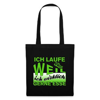 Ich laufe weil ich wirklich gerne esse - Stoffbeutel - Schwarz - Vorne