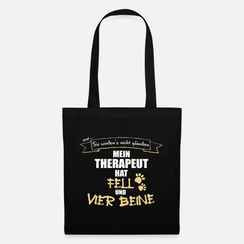 Mein Therapeut hat Fell und vier Beine -Hund/Katze - Stoffbeutel - Schwarz
