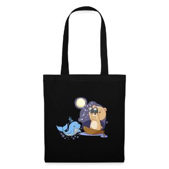 Ours en peluche marin avec baleine fantaisie enfants - Sac en tissu - noir - Devant
