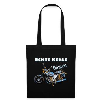 Echte Kerle fahren Simson Moped Nostalgie Mechanik - Stoffbeutel - Schwarz - Vorne