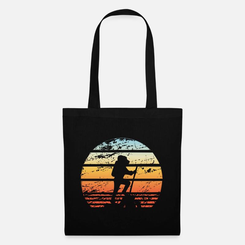 Wandern Klettern Campen Wanderer Vintage Retro - Stoffbeutel - Schwarz