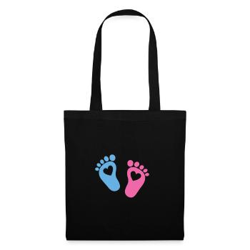 Baby feet with hearts - Tote Bag - black - Front