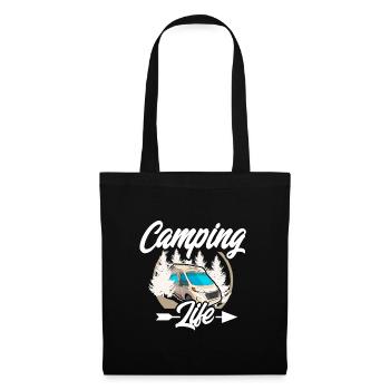 Camping vie - Sac en tissu - noir - Devant