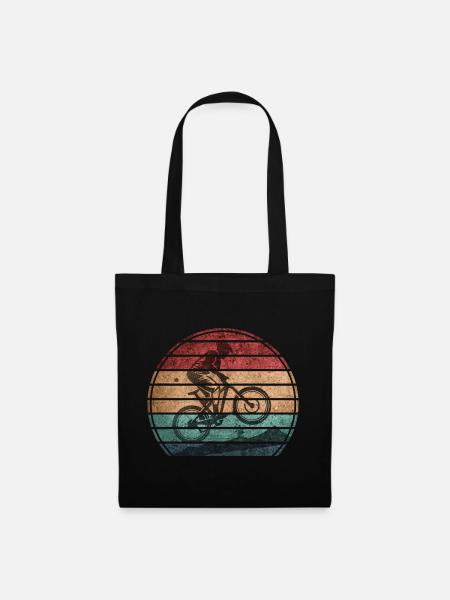 Vintage Mountainbike Fahrradfahrer Geschenk - Stoffbeutel - Schwarz
