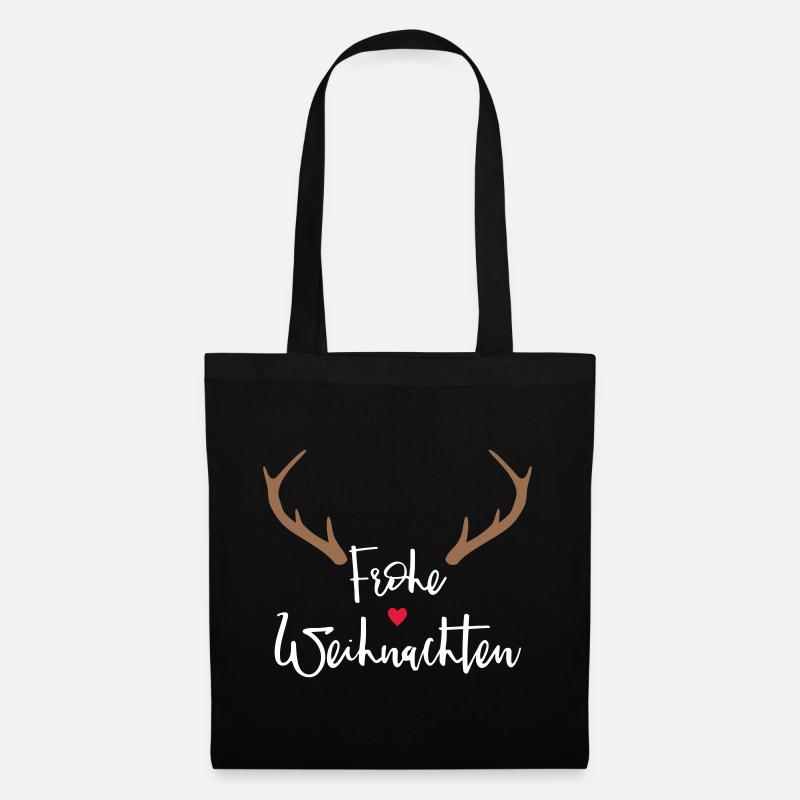 Frohe Weihnachten Rentier Geweih Dekoration - Stoffbeutel - Schwarz