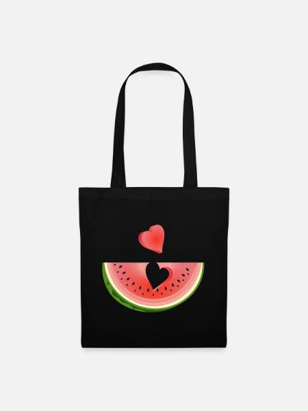 Piece of a watermelon with heart - Tote Bag - black