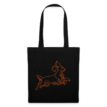 Springer Spaniel in orange - Stoffbeutel - Schwarz - Vorne