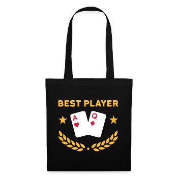 Best player (Spielkarten, Sterne, Lorbeerkranz) - Stoffbeutel - Schwarz - Vorne