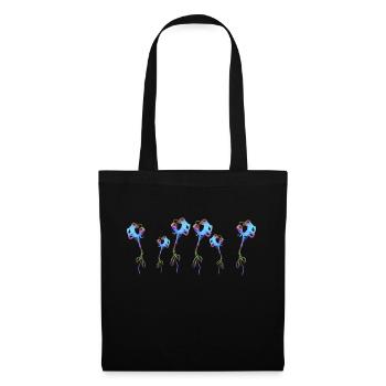 blaue blumen pflanzen glitzer muster pflanze - Stoffbeutel - Schwarz - Vorne