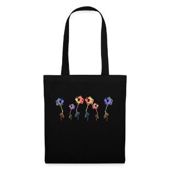 colorful flowers plant glitter pattern - Tote Bag - black - Front