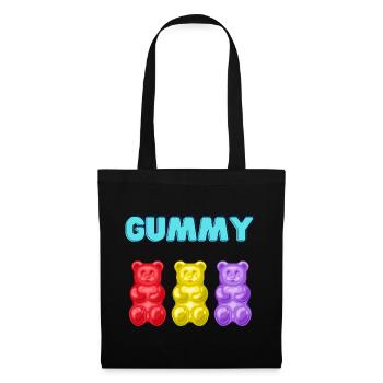 Gummibären Gummibärchen Fruchtgummi Gummy Geschenk - Stoffbeutel - Schwarz - Vorne
