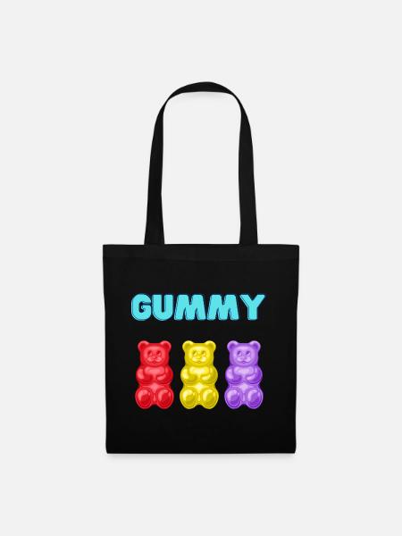 Gummibären Gummibärchen Fruchtgummi Gummy Geschenk - Stoffbeutel - Schwarz