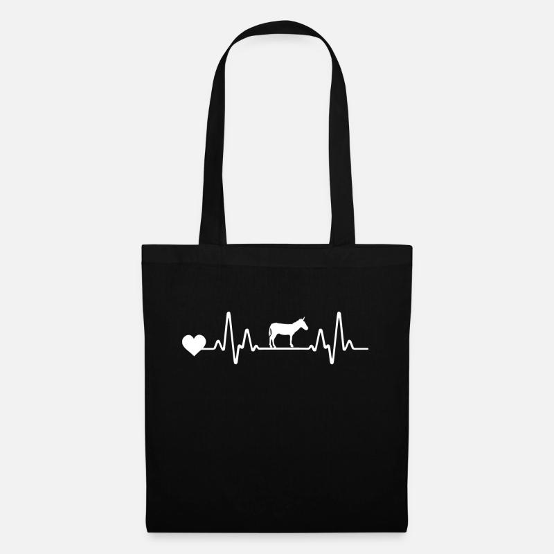 Herzschlag EKG Linie Esel - Stoffbeutel - Schwarz