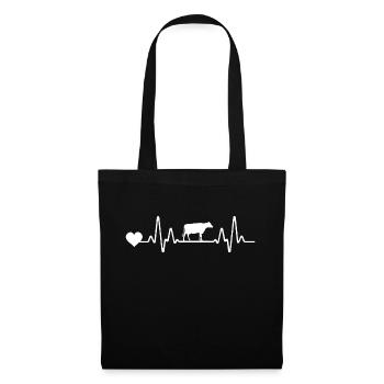 Cow Farmer Heartbeat ECG Line Cows - Tote Bag - black - Front
