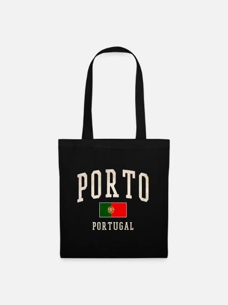 Porto Portugal Vintage Druck - Stoffbeutel - Schwarz