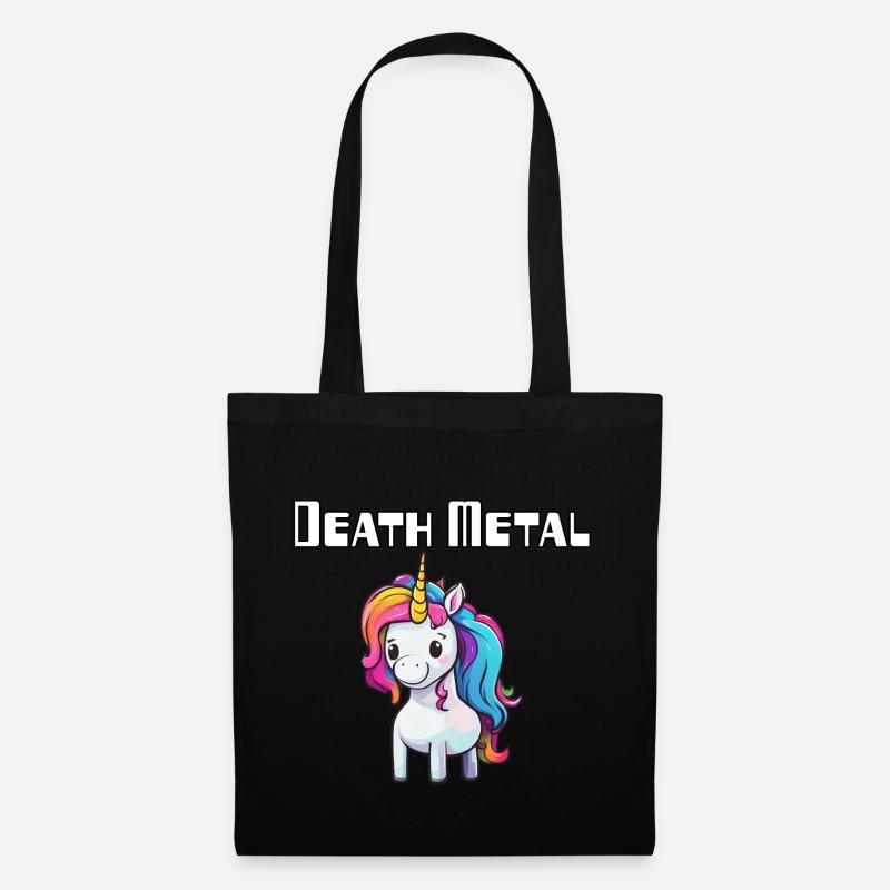 Lustiges Death Metal Einhorn Design - Stoffbeutel - Schwarz