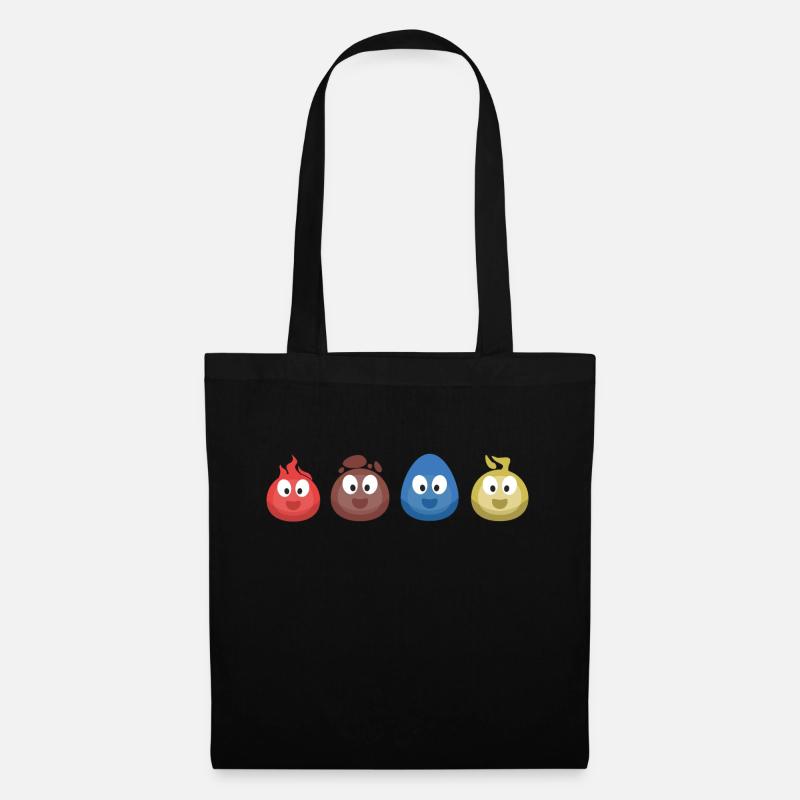 4 éléments (feu, terre, eau, air) (bulle) - Sac en tissu - noir