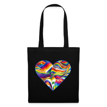 Mignon cœur arc-en-ciel - Sac en tissu - noir - Devant