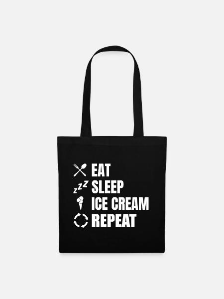 Eat Sleep Ice Cream Repeat - Stoffbeutel - Schwarz
