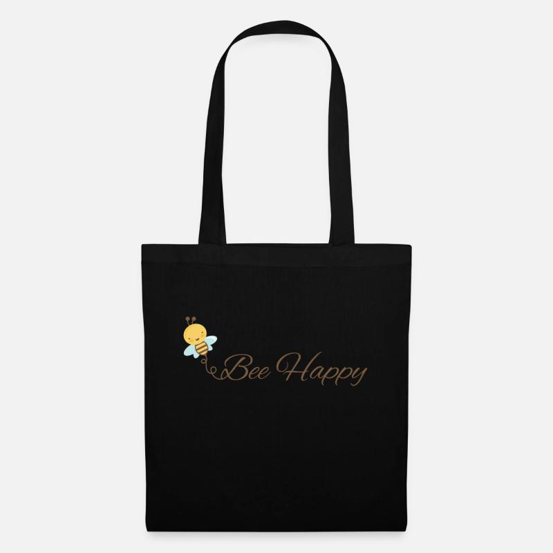 Be Happy like a bee 🐝 - Stoffbeutel - Schwarz