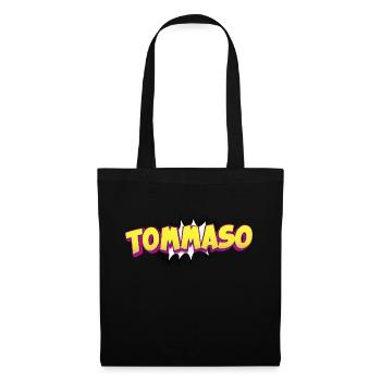 Tommaso benutzerdefinierter Name Comic-Buch-Stil Pop-Art, - Stoffbeutel - Schwarz - Vorne