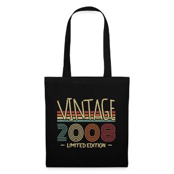 Jahrgang 2008 Retro 2008 Jubiläumsgeschenk - Stoffbeutel - Schwarz - Vorne
