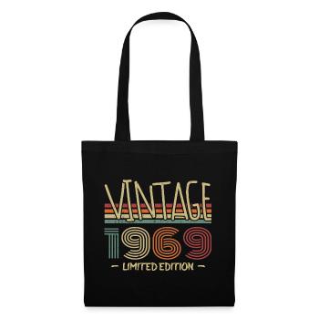 Jahrgang 1969 Retro 1969 Jubiläumsgeschenk - Stoffbeutel - Schwarz - Vorne