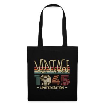 Jahrgang 1945 Retro 1945 Jubiläumsgeschenk - Stoffbeutel - Schwarz - Vorne