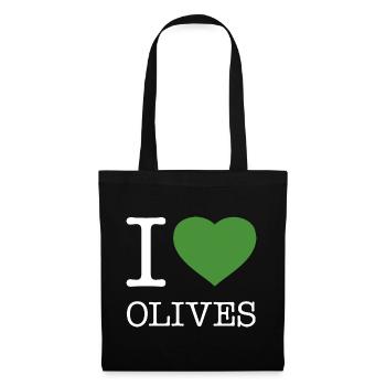 I LOVE OLIVES Oliven - Stoffbeutel - Schwarz - Vorne