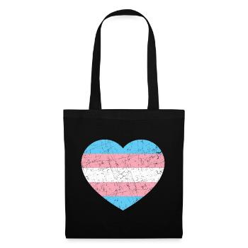 Trans Heart LGBTQ Transgender Flag - Tote Bag - black - Front