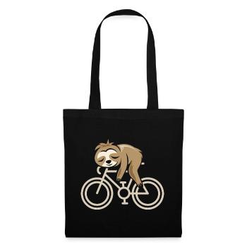 Fahrrad Faultier Rennrad Gravel Comic Cartoon Logo - Stoffbeutel - Schwarz - Vorne