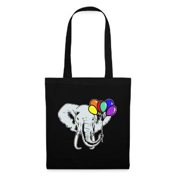 Elefanten Elefant Luftballons Regenbogen LGBT - Stoffbeutel - Schwarz - Vorne
