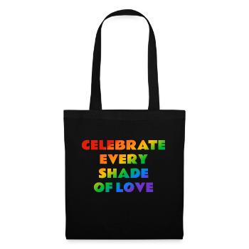 Celebrate Every Shade of Love Regenbogentext - Stoffbeutel - Schwarz - Vorne