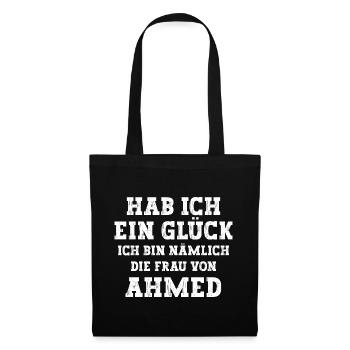 Ich bin die Frau von Ahmed Hochzeit - Stoffbeutel - Schwarz - Vorne