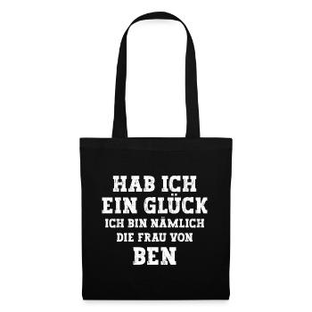 Ich bin die Frau von Ben Hochzeit - Stoffbeutel - Schwarz - Vorne