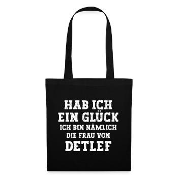 Ich bin die Frau von Detlef Hochzeit - Stoffbeutel - Schwarz - Vorne