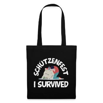 Lustiger Schützenfest I Survived Spruch - Stoffbeutel - Schwarz - Vorne